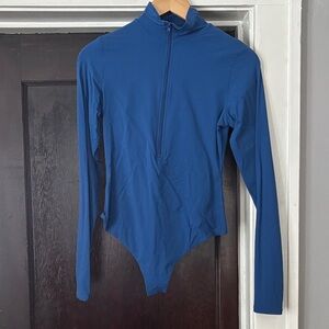 SKIMS Fits Everybody Long Sleeve Zip-up Bodysuit Blue Size L